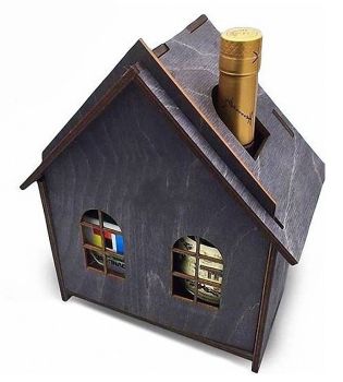 imagem do arquivo vetor para download Caixa de Vinho em Forma de Casa