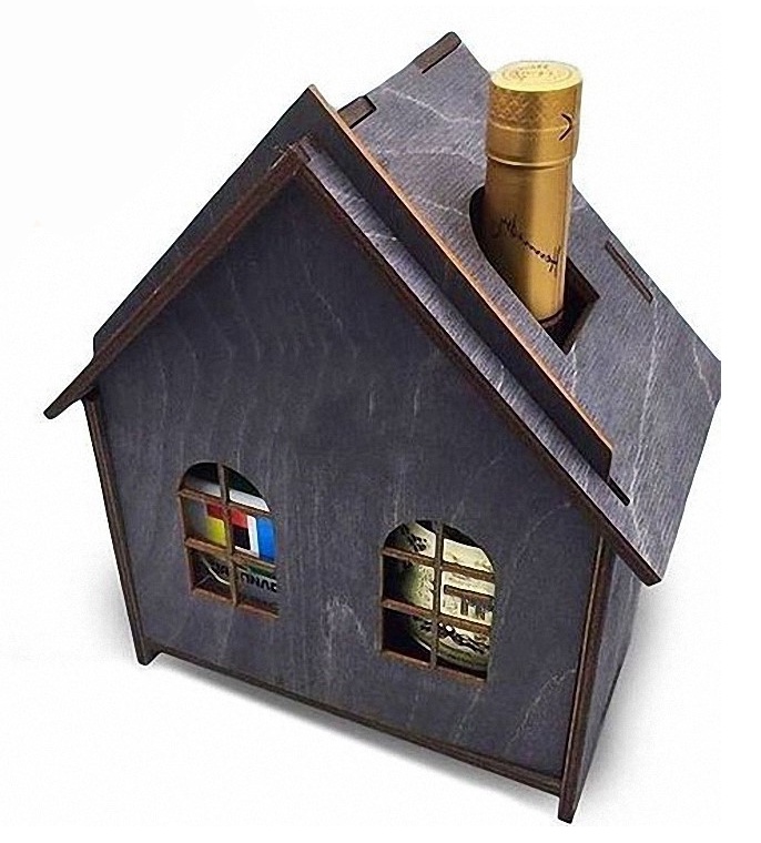 imagem do arquivo vetor para download Caixa de Vinho em Forma de Casa