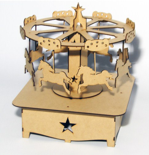 imagem do arquivo vetor para download Carrossel de Cavalos para Corte a Laser