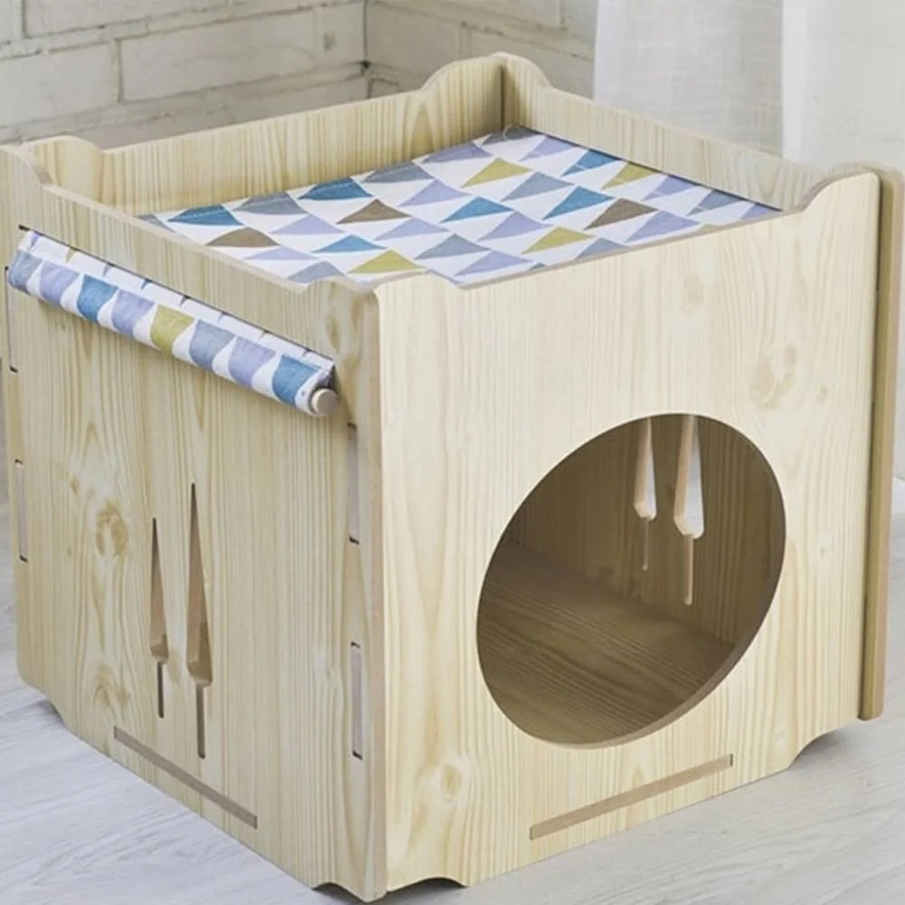 imagem do arquivo vetor para download Casa Simples para Gatos de Madeira