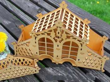 imagem do arquivo vetor para download Casa de Chá Decorativa - Cortada a Laser