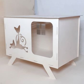 imagem do arquivo vetor para download Casa para Gatos Cortada a Laser