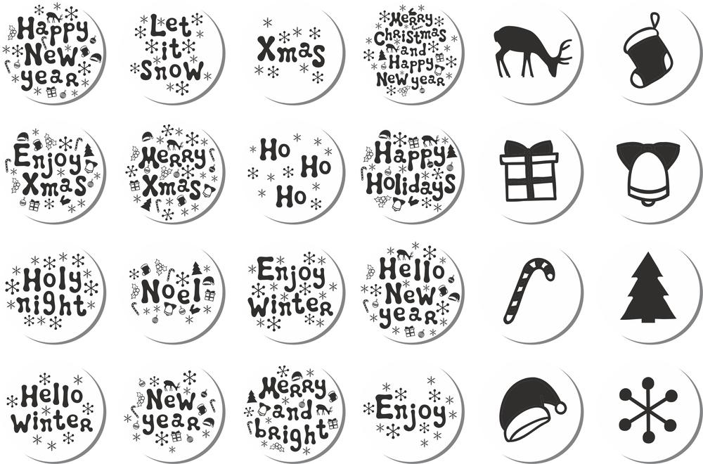 imagem do arquivo vetor para download Conjunto de Adesivos de Natal