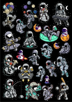 imagem do arquivo vetor para download Conjunto de Astronautas