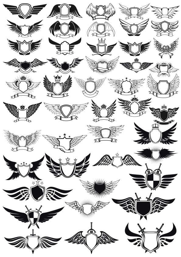imagem do arquivo vetor para download Conjunto de emblemas de asas