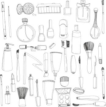 imagem do arquivo vetor para download Cosméticos Desenhados à Mão Para Corte a Laser