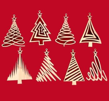 imagem do arquivo vetor para download Decorações de Árvore de Natal de Madeira