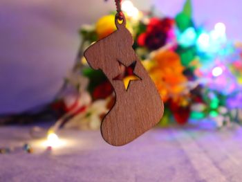 imagem do arquivo vetor para download Enfeite de Meia de Natal Decoração de Madeira