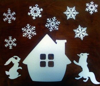 imagem do arquivo vetor para download Enfeite de natal casinha e flocos