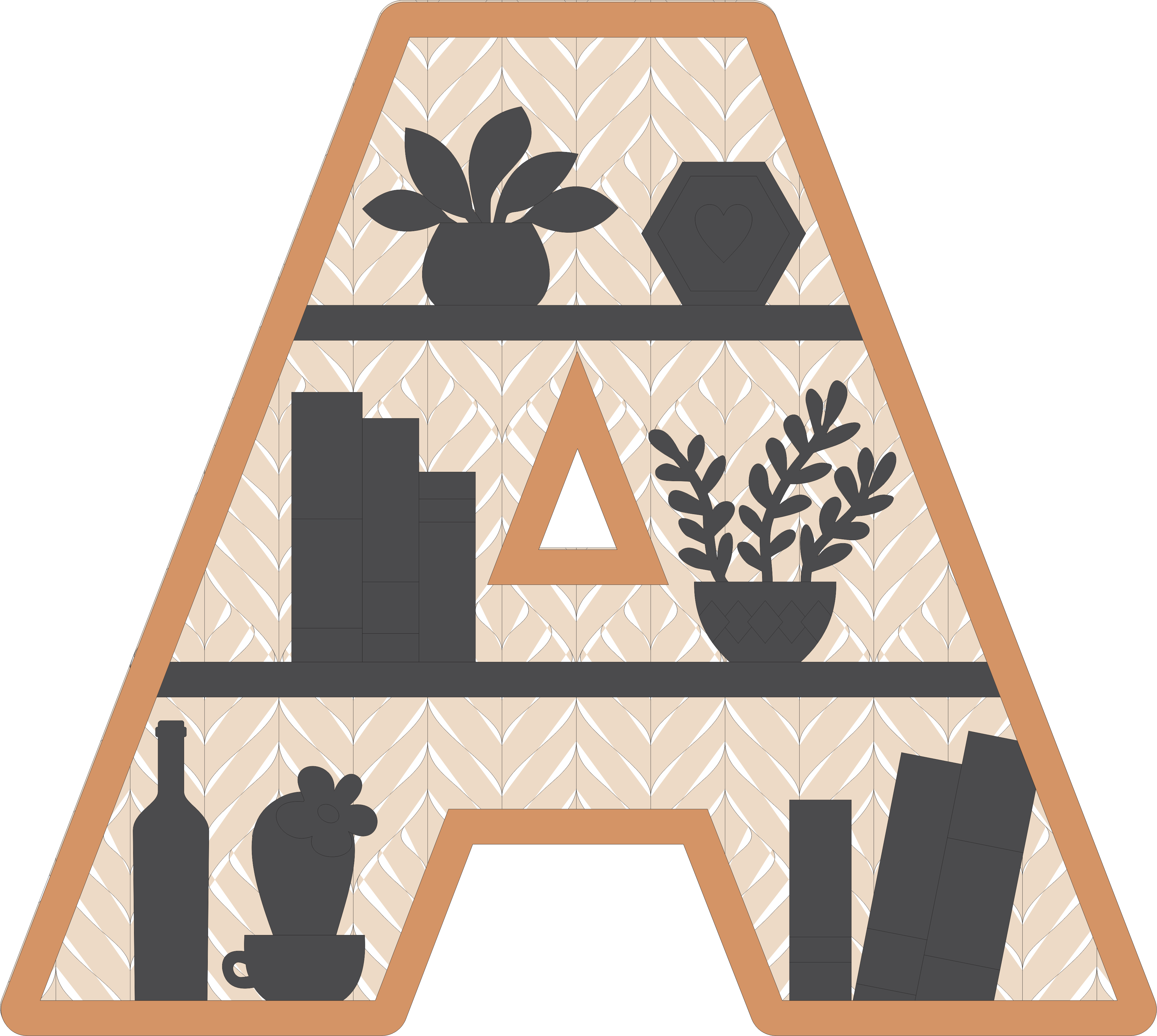 imagem do arquivo vetor para download Estante A Alfabético Decorativo