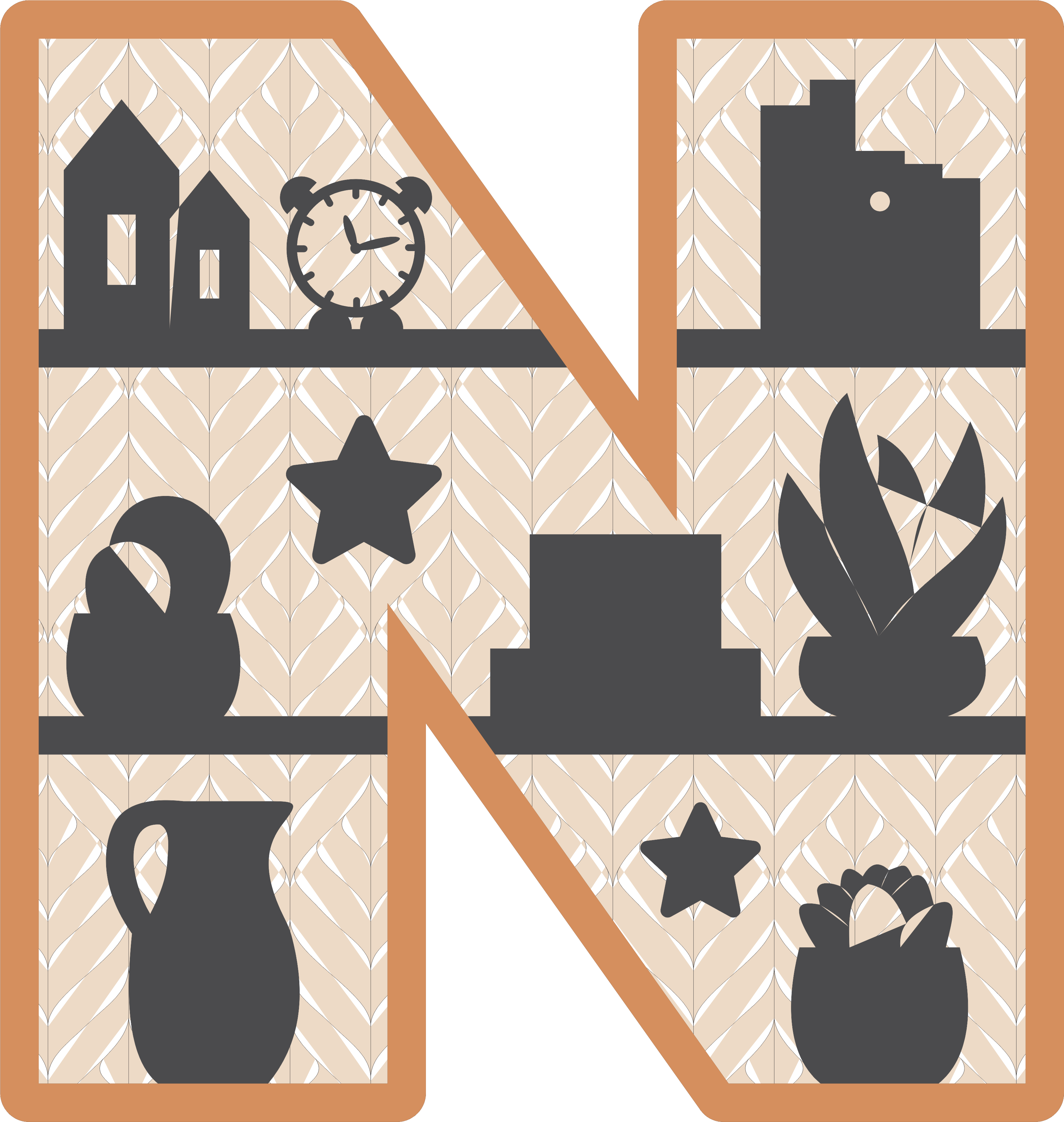 imagem do arquivo vetor para download Estante N Alfabético Decorativo