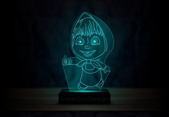 imagem do arquivo vetor para download Lâmpada 3D acrílica da Masha e o urso
