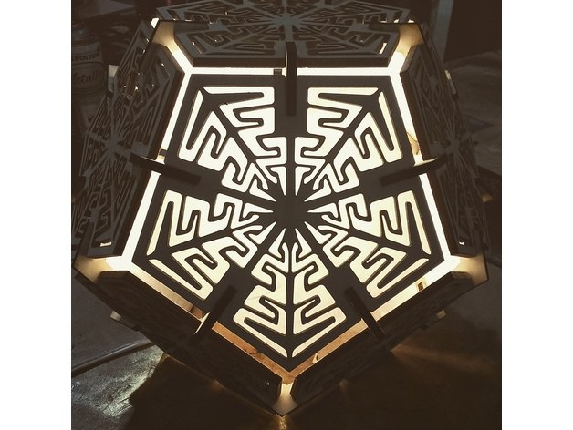 imagem do arquivo vetor para download Lâmpada Dodecaedro Cortada a Laser em 6mm