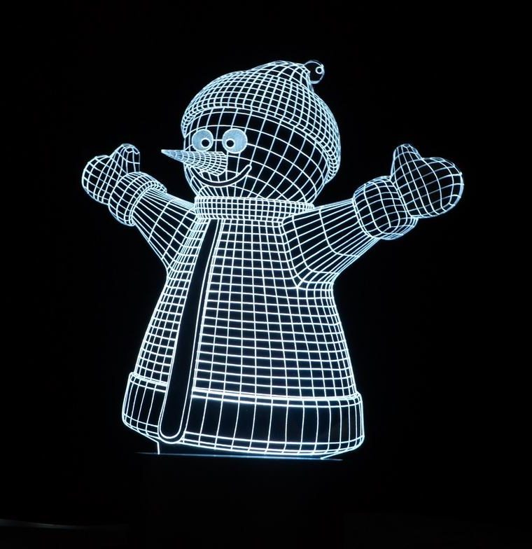 imagem do arquivo vetor para download Lâmpada de acrílico 3D de boneco de neve
