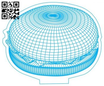 imagem do arquivo vetor para download Lâmpada led ilusão 3D Hambúrguer