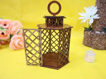 imagem do arquivo vetor para download Lanterna Decorativa em Madeira para Vela 3mm