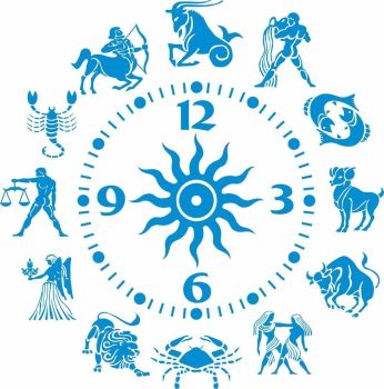 imagem do arquivo vetor para download Layout de Relógio dos Signos do Zodíaco