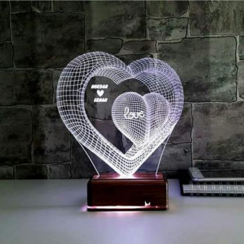 imagem do arquivo vetor para download Luminária com Gravação de Coração