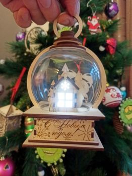 imagem do arquivo vetor para download Luminária de Bola de Madeira para o Natal