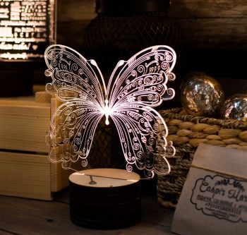 imagem do arquivo vetor para download Luminária de Ilusão 3D em Forma de Borboleta