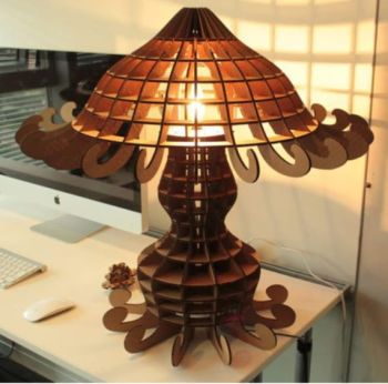 imagem do arquivo vetor para download Luminária de Mesa de Madeira