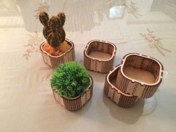imagem do arquivo vetor para download Mini Caixa de Flores em Madeira