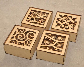 imagem do arquivo vetor para download Mini caixas com detalhes florestais