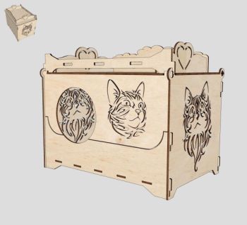 imagem do arquivo vetor para download Modelo de corte a laser para casa de gato