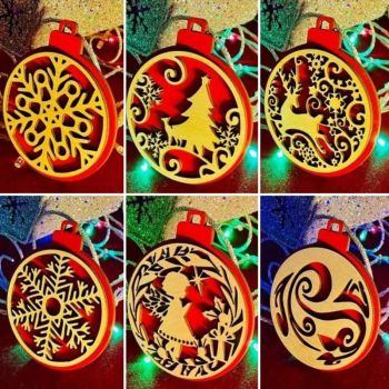 imagem do arquivo vetor para download Ornamentos de Árvore de Natal em Camadas