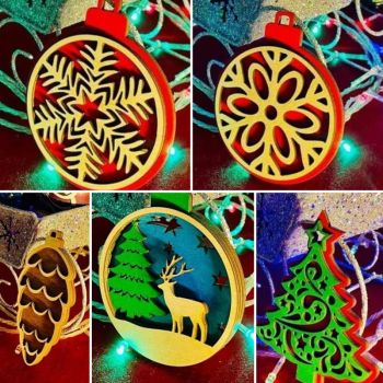 imagem do arquivo vetor para download Ornamentos de Natal em 3D