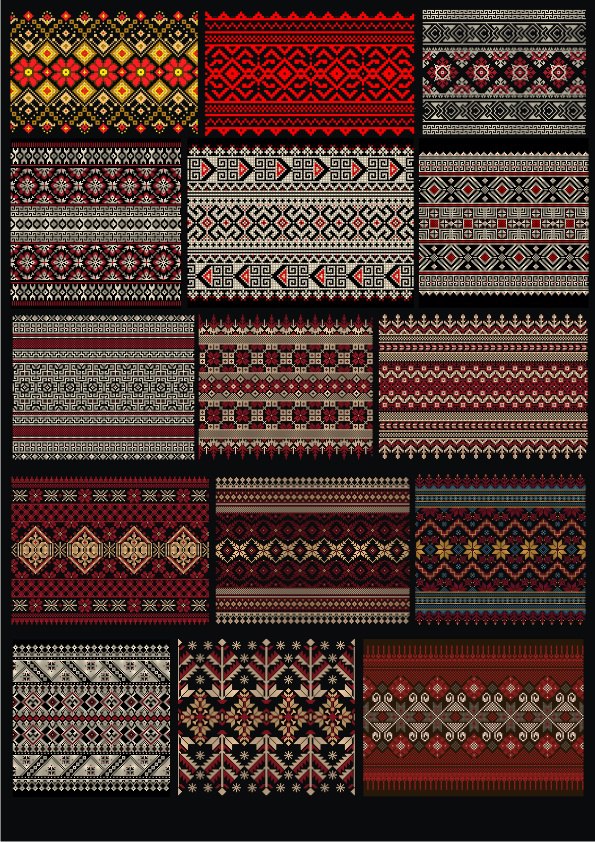imagem do arquivo vetor para download Ornamentos de tecido da Ucrânia