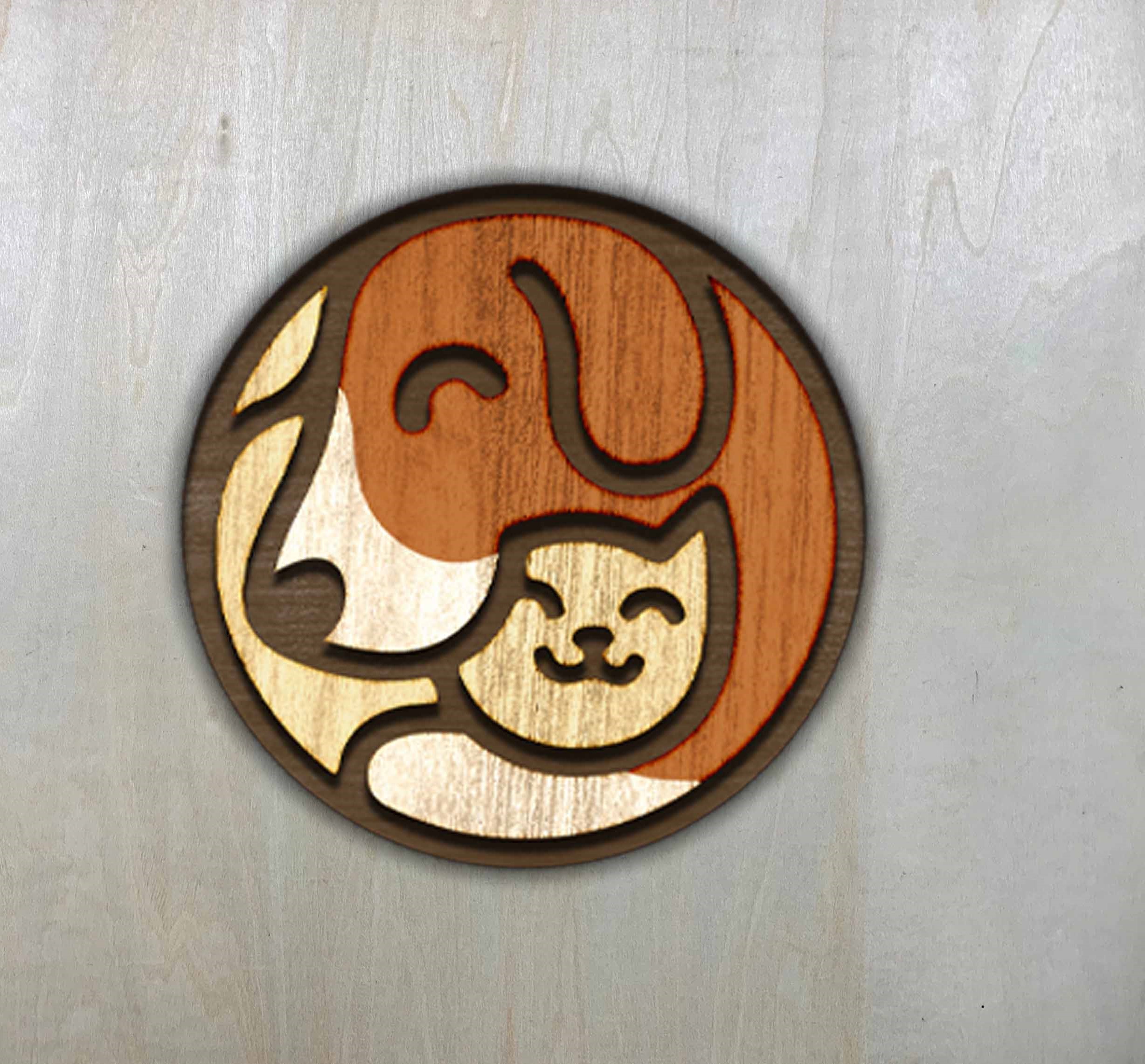 imagem do arquivo vetor para download Pingente decorativo de Cão e gato