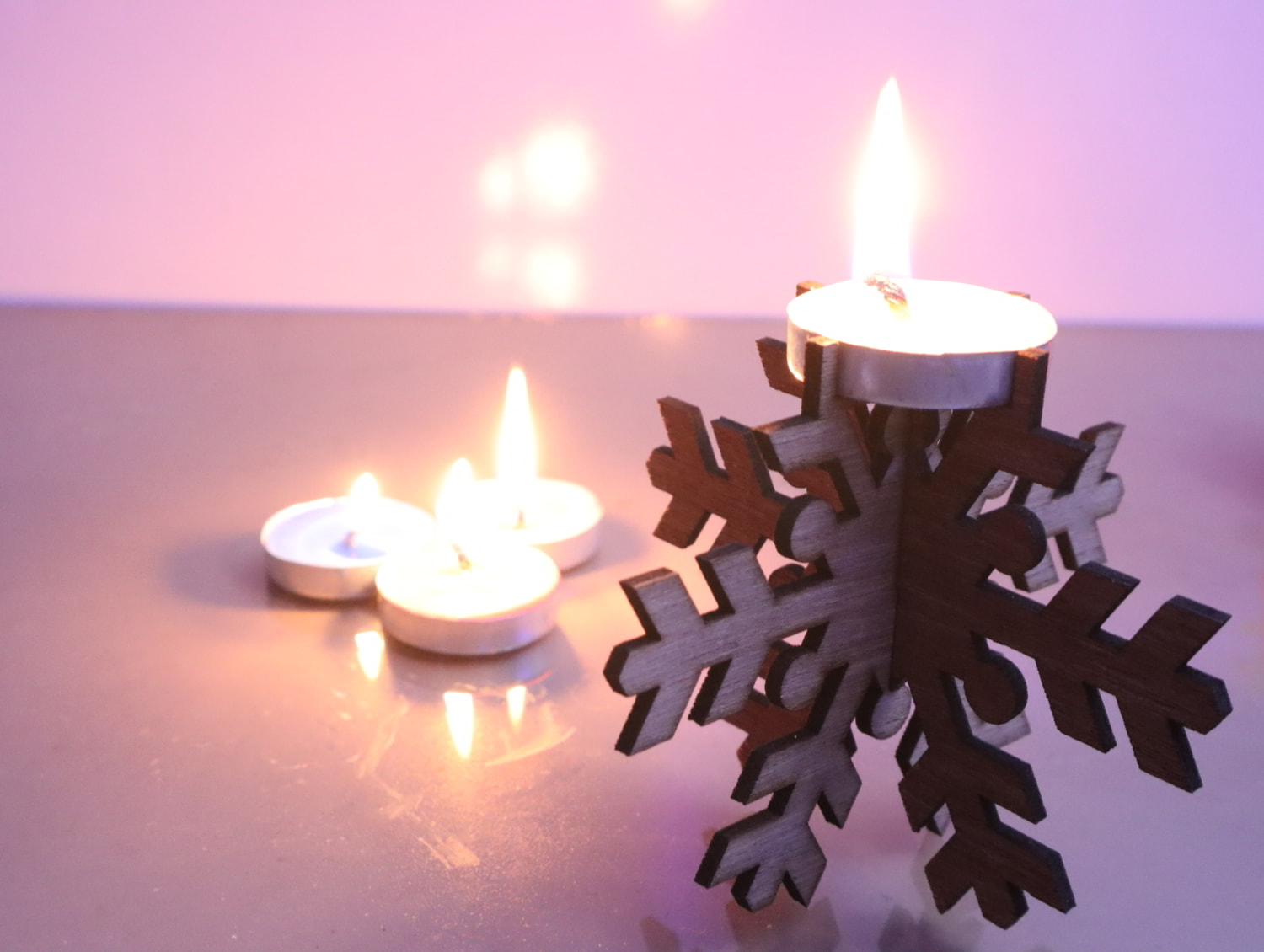 imagem do arquivo vetor para download Porta Velas de Floco de Neve 3mm