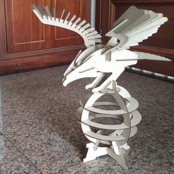 imagem do arquivo vetor para download Quebra Cabeça 3D de Águia de Madeira