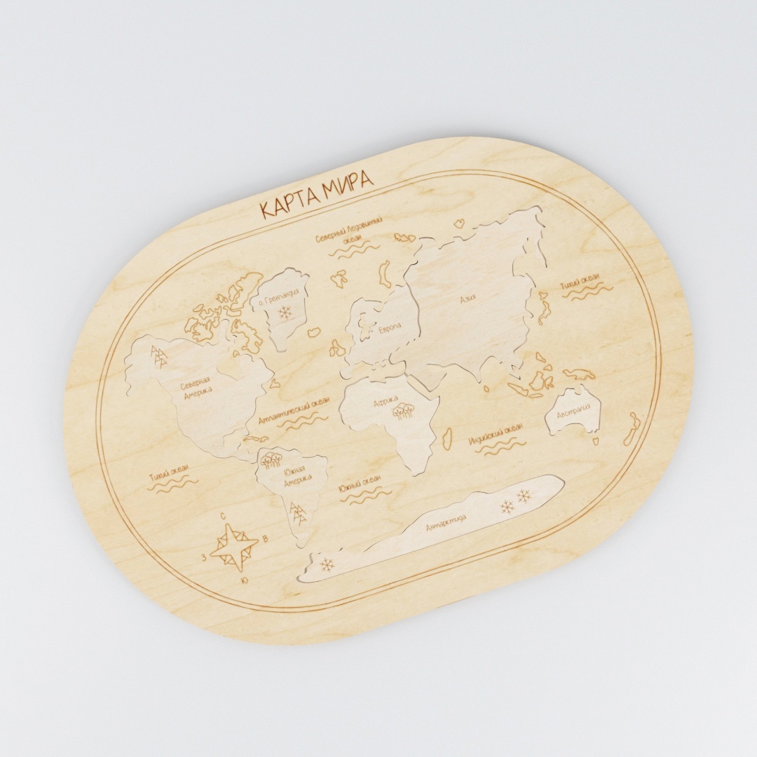 imagem do arquivo vetor para download Quebra Cabeça de Mapa Mundial em Madeira