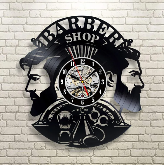 imagem do arquivo vetor para download Relógio de Parede de Vinil para Barbearia