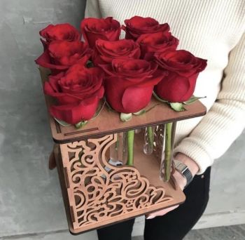 imagem do arquivo vetor para download Suporte de Flor Rosa Cortado a Laser