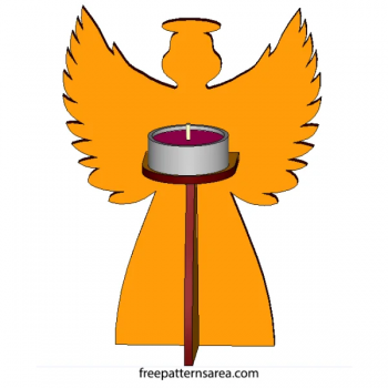 imagem do arquivo vetor para download Suporte de vela de anjo de madeira