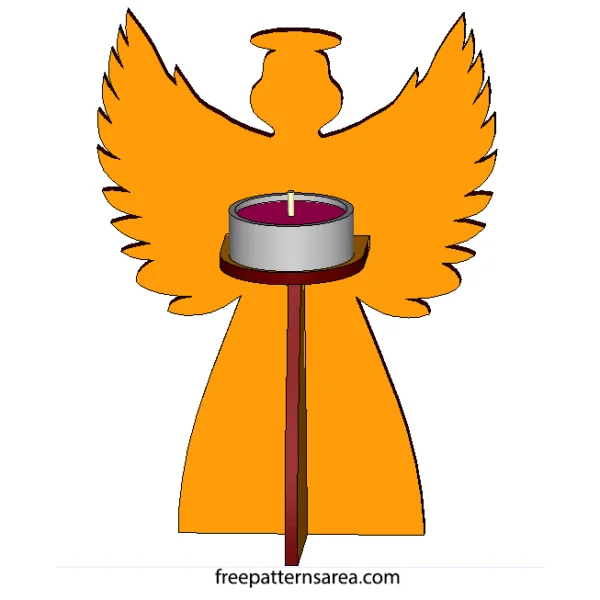 imagem do arquivo vetor para download Suporte de vela de anjo de madeira