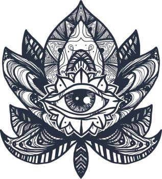 imagem do arquivo vetor para download Tatuagem de Olho de Lótus Para Corte a Laser