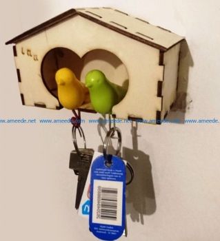 imagem do arquivo vetor para download Cabide de chaves de casa de pássaros