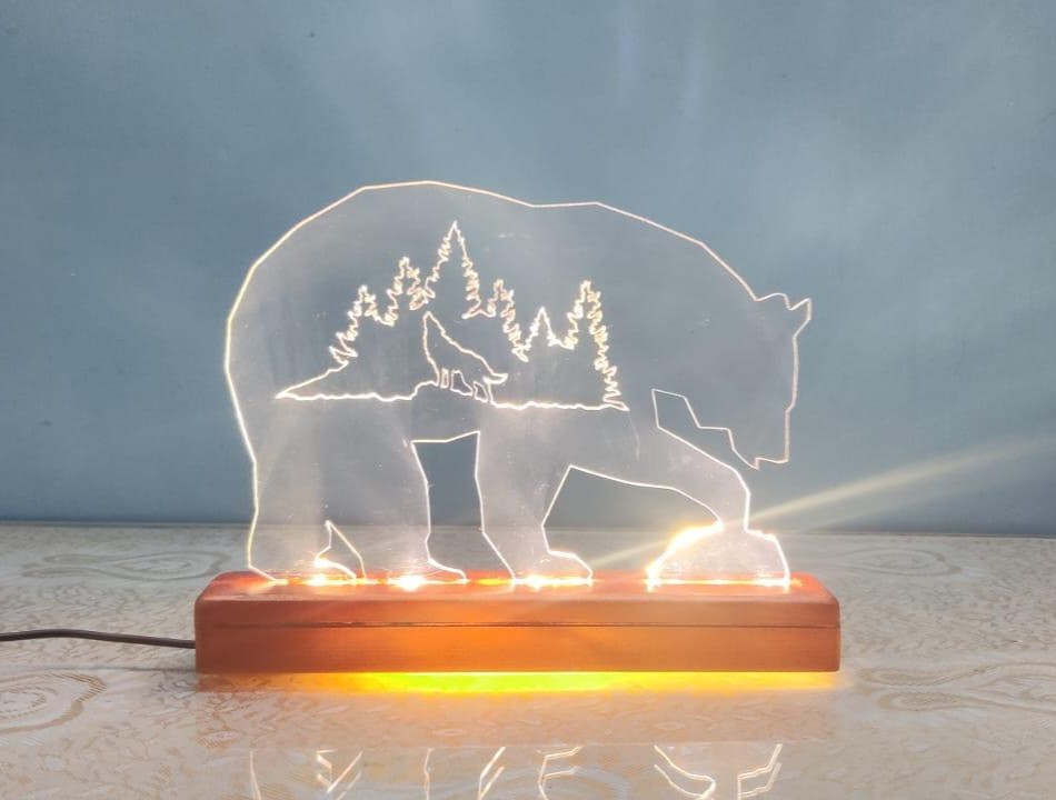 imagem do arquivo vetor para download Luminária de Mesa de Urso de Acrílico