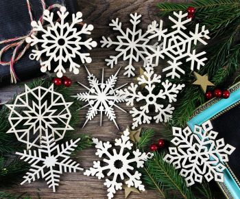 imagem do arquivo vetor para download Ornamentos de Floco de Neve em Madeira