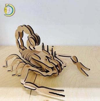 imagem do arquivo vetor para download Quebra Cabeça 3D de Escorpião Cortado a Laser