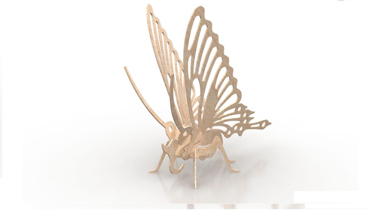 imagem do arquivo vetor para download Borboleta 3D 3mm