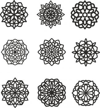 imagem do arquivo vetor para download Conjunto Mandalas 9 Unds
