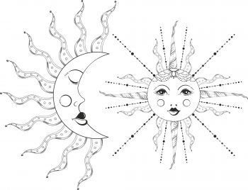 imagem do arquivo vetor para download Vetor Sol e Lua